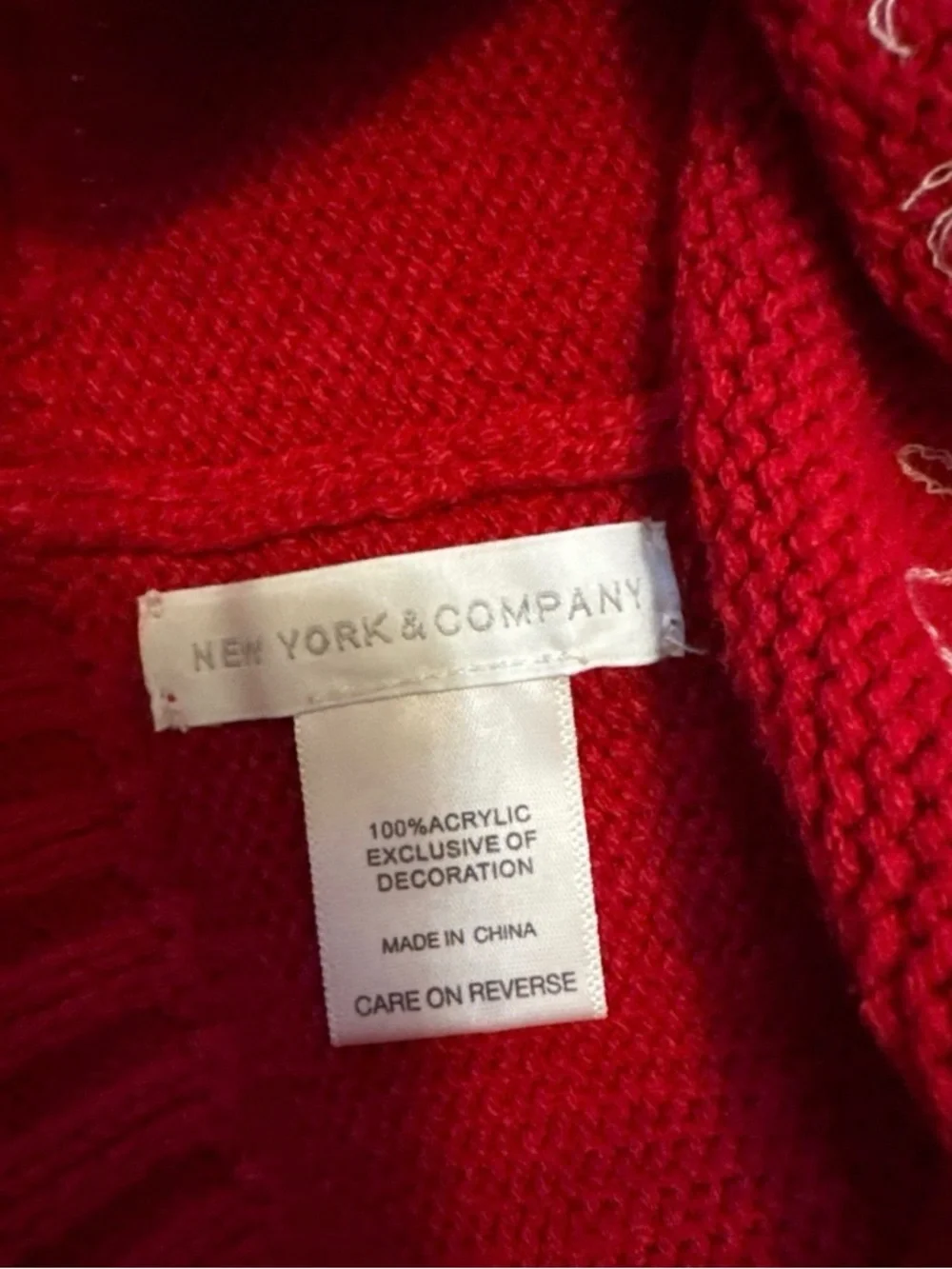 New York & Company Kiss Me Pom Pom Beanie Red Christmas Winter Hat